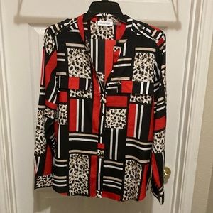 Calvin Klein Print Splitneck Shirt size Large
